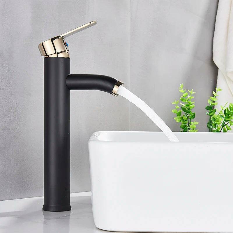 Matte Black Single Handle Cold Hot Water Basin Faucet - Loft&Timber