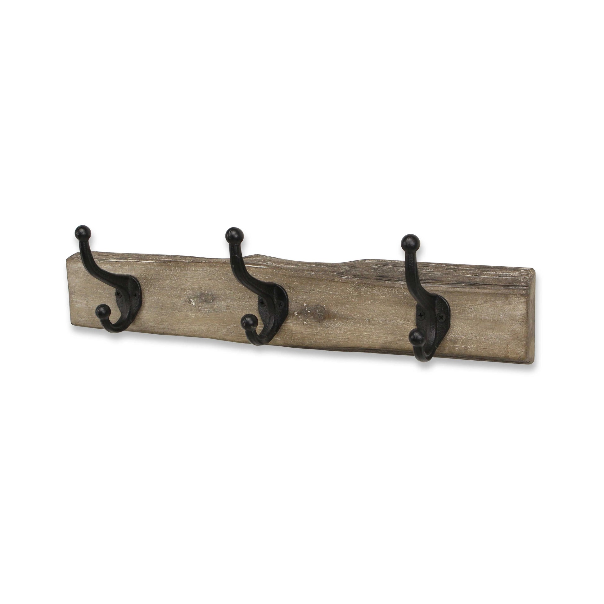 HMS 19" Rustic Brown Live Edge Wood Three Hook Wall Mount - Loft&Timber