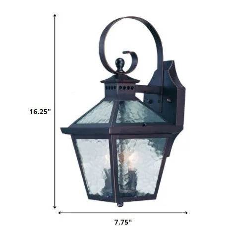 HMS XL Two Antique Bronze Black Hammered Glass Wall Light - Loft&Timber