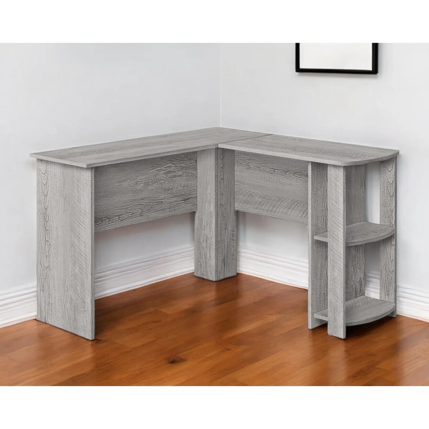 HMS 47" Gray Wood Corner Computer Desk - Loft&Timber