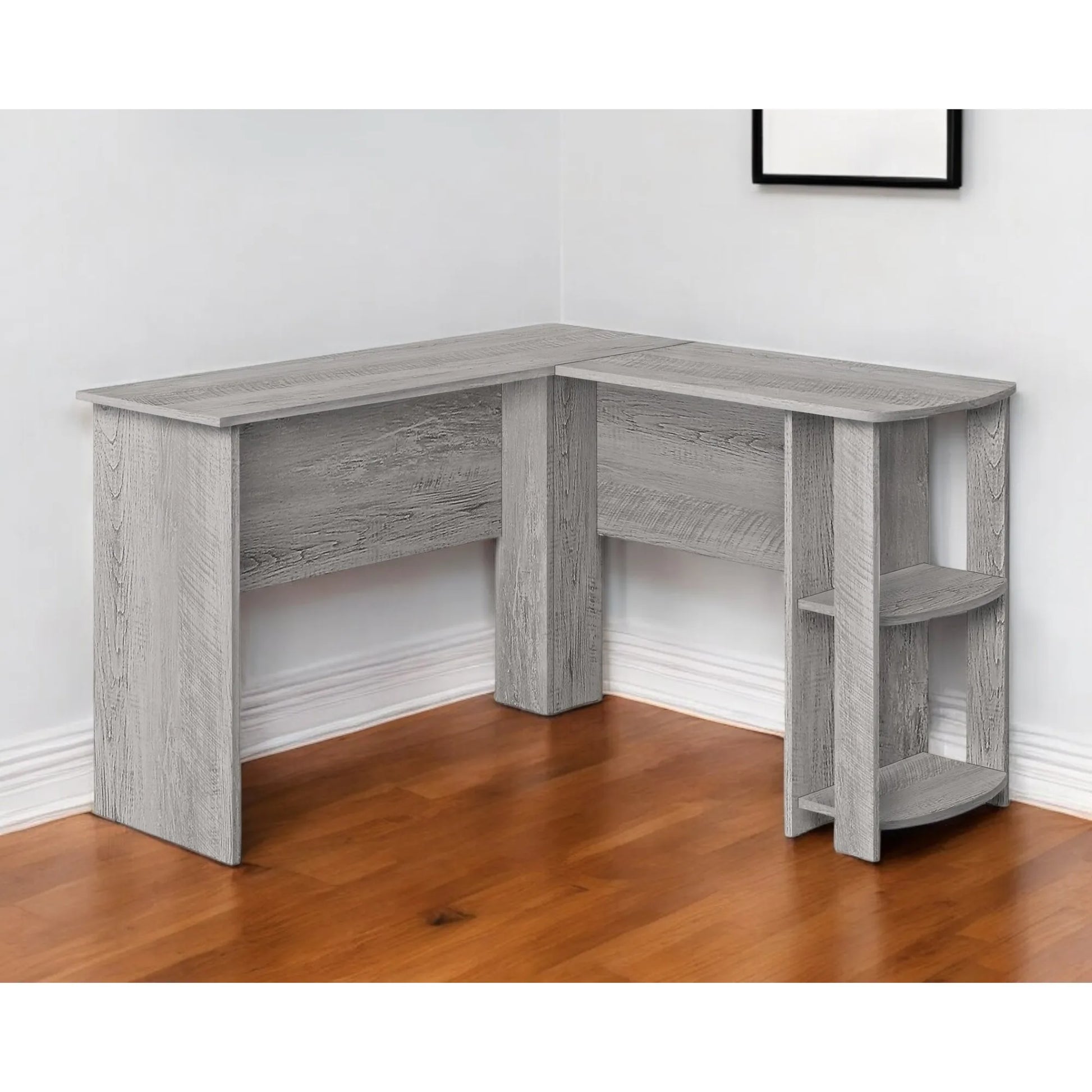 HMS 47" Gray Wood Corner Computer Desk - Loft&Timber