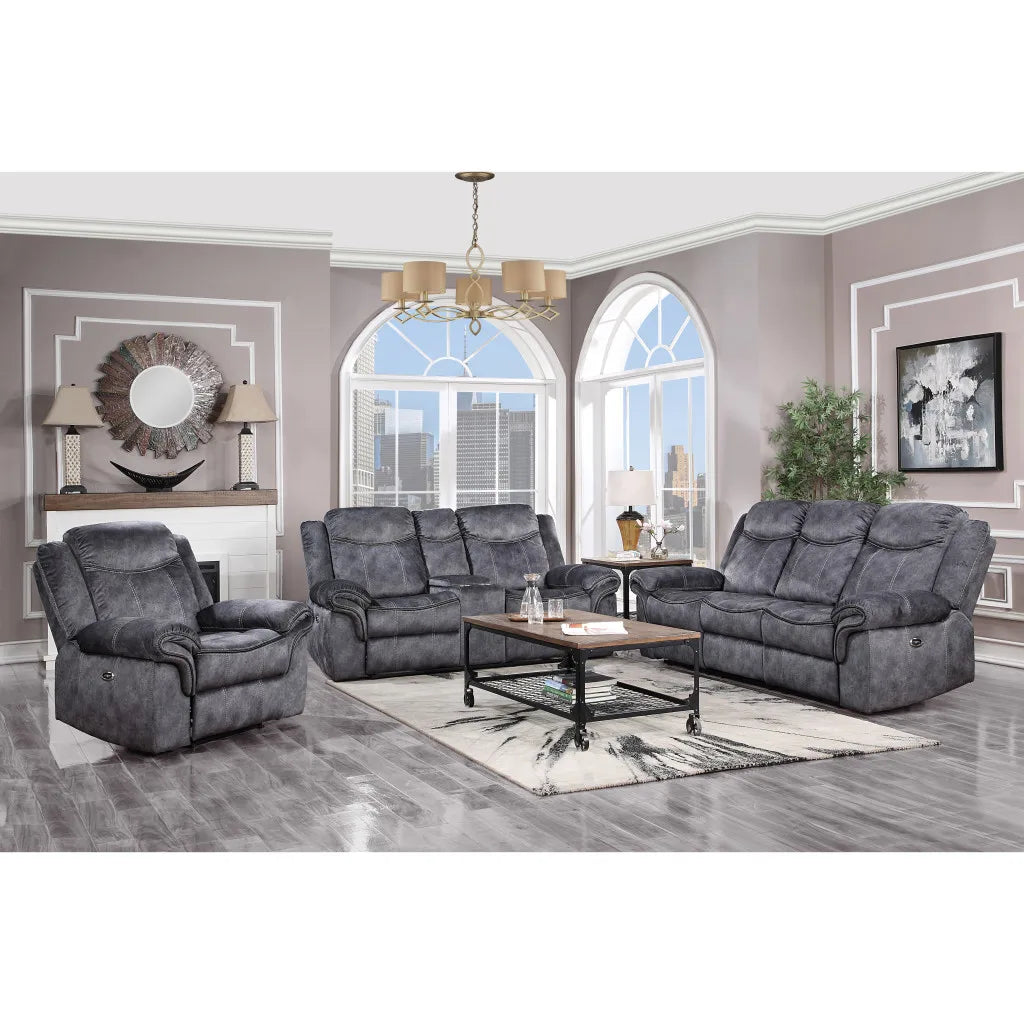 HMS 79" Dark Gray Microfiber Power Reclining Loveseat - Loft&Timber