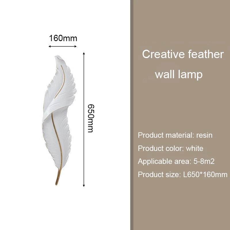 Modern Minimalist LED Luxury Feather Fine Carved Pattern Framed Hanging Channel Decoration Wall Lamps for Bedroom Walls - Loft&Timber
