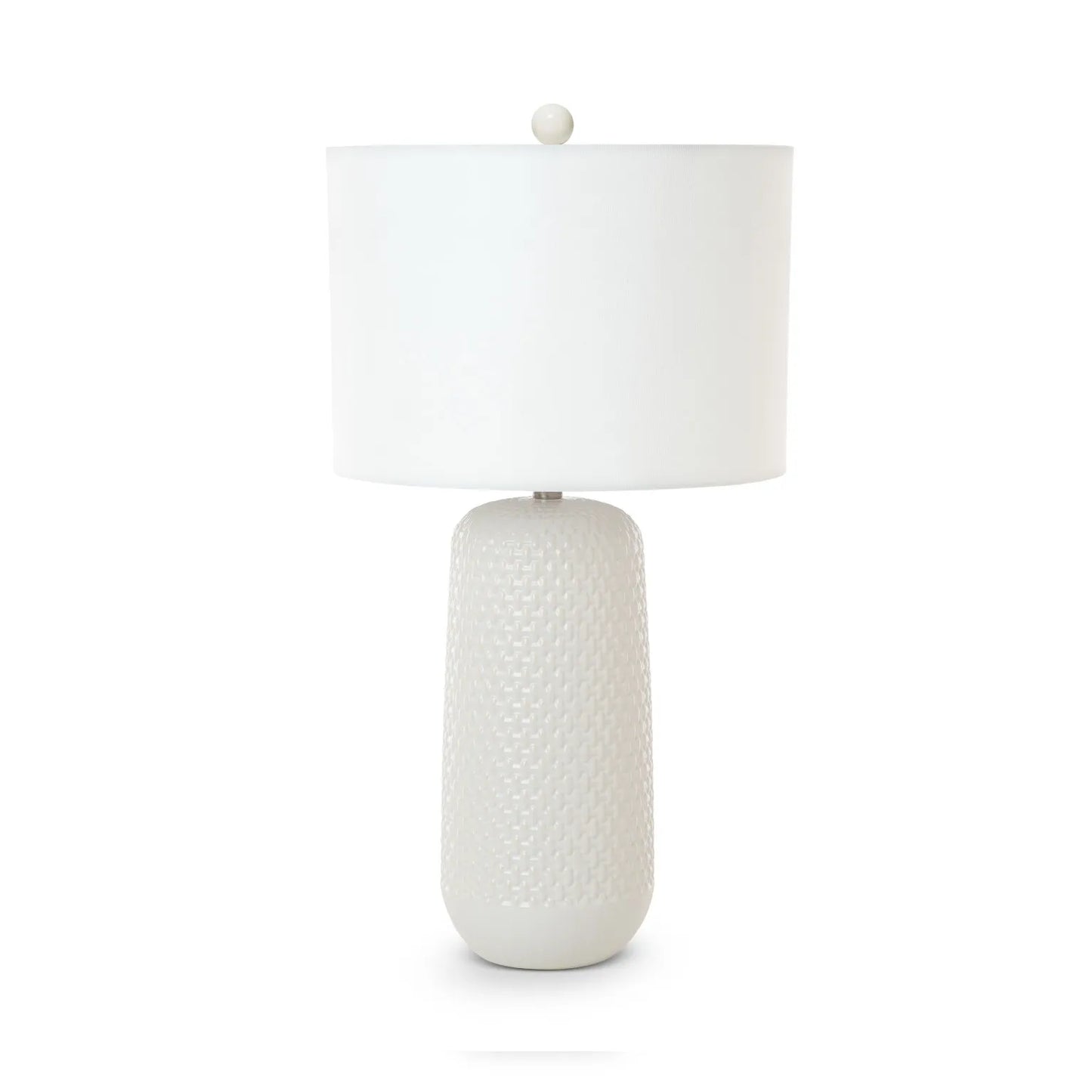 Set of Two 30" White Textured Ceramic Table Lamps with White Drum Shades HMS Design - Loft&Timber
