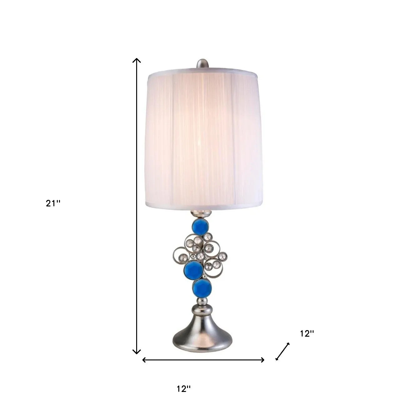 HMS 21" Silver Bedside Table Lamps with White Shade - Loft&Timber