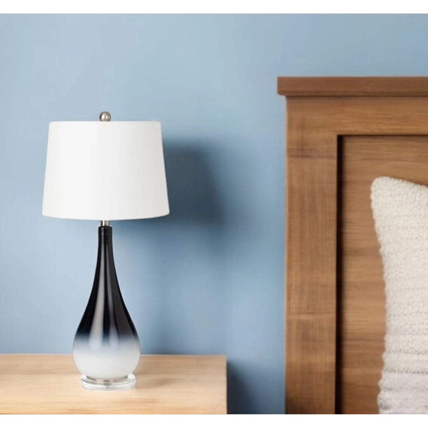 HMS Set of Two 31" Table Lamps Black and White Glass with White Empire Shade - Loft&Timber