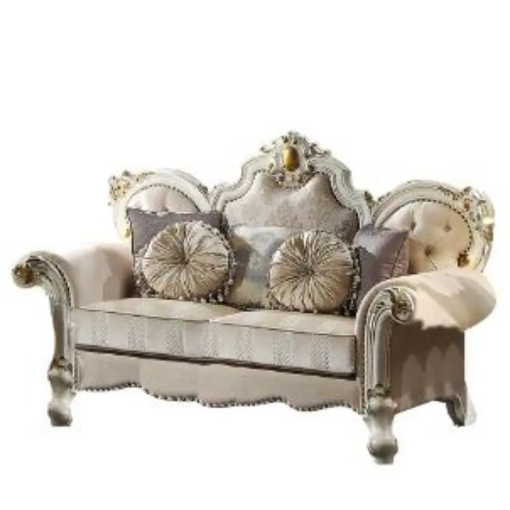 HMS 70" Gold Pearl Velvet Loveseat and Toss Pillows - Loft&Timber