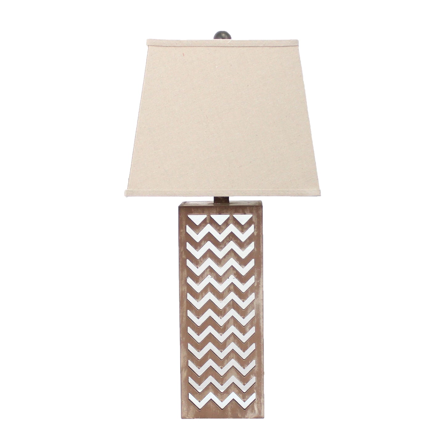 HMS 28" Distressed Natural and Silver Meta Lamp with Beige Cone Shade - Loft&Timber