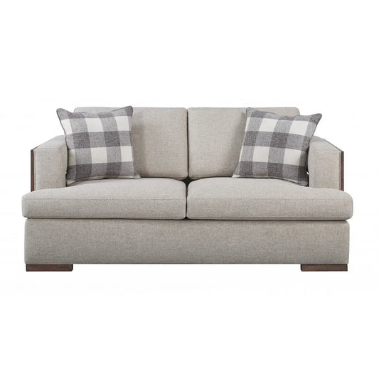 72" Beige and Brown Linen Loveseat - Loft&Timber