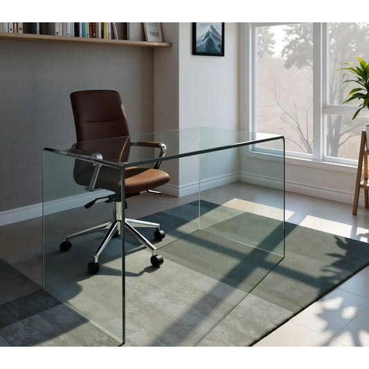 HMS 43" Clear Glass Computer Desk - Loft&Timber