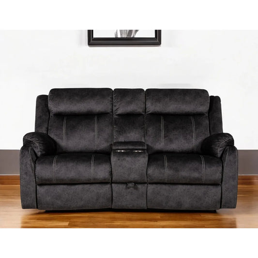 HMS 70" Dark Gray Microfiber Manual Reclining Loveseat - Loft&Timber