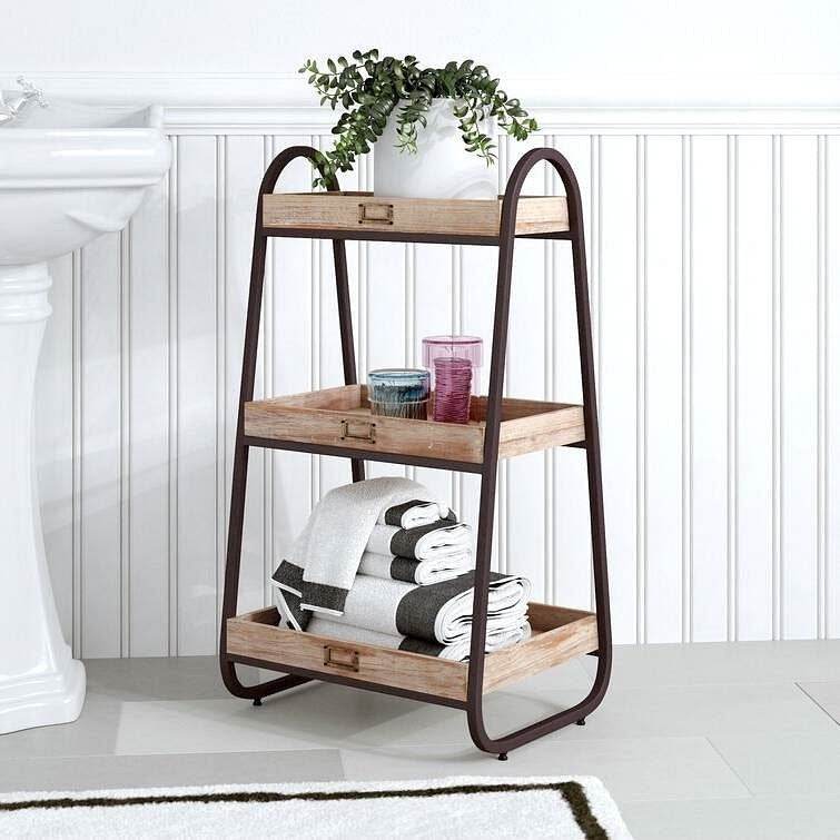 Industrial Freestanding 3-Tier Bathroom Storage Shelving Unit - Loft&Timber