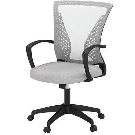 Gray Modern Mid-Back Ergonomic Mesh Office Desk Chair with Armrest on Wheels - Loft&Timber