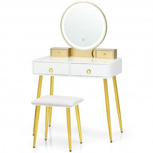 Vanity Table Set with Mirror-Gray - Loft&Timber