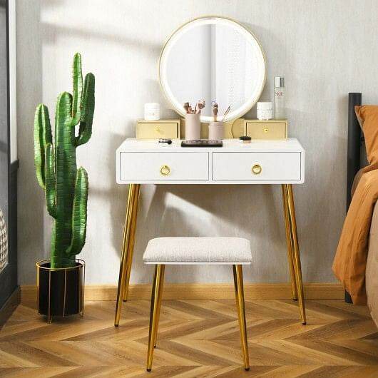 Vanity Table Set with Mirror-Gray - Loft&Timber