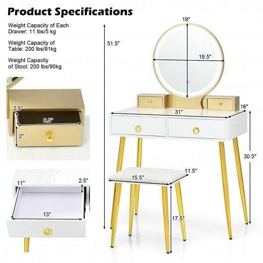 Vanity Table Set with Mirror-Gray - Loft&Timber