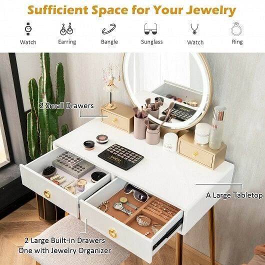 Vanity Table Set with Mirror-Gray - Loft&Timber