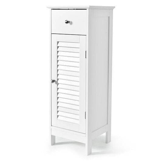 Woodern Bathroom Floor Storage Cabinet with Drawer and Shutter Door-Gray - Loft&Timber