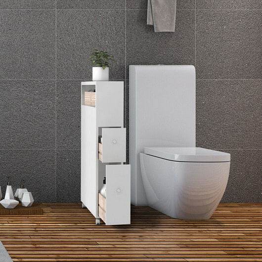 Slim Bathroom Storage Cabinet with 2 Slide Out Drawers - Loft&Timber