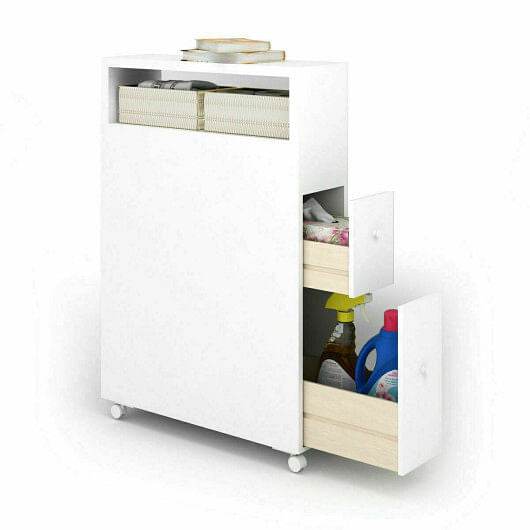 Slim Bathroom Storage Cabinet with 2 Slide Out Drawers - Loft&Timber