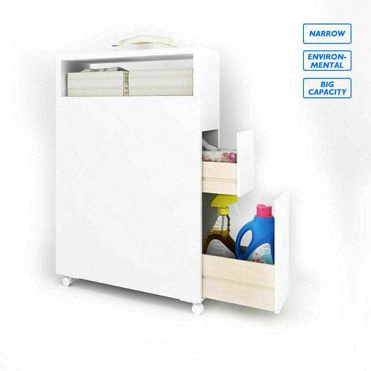 Slim Bathroom Storage Cabinet with 2 Slide Out Drawers - Loft&Timber