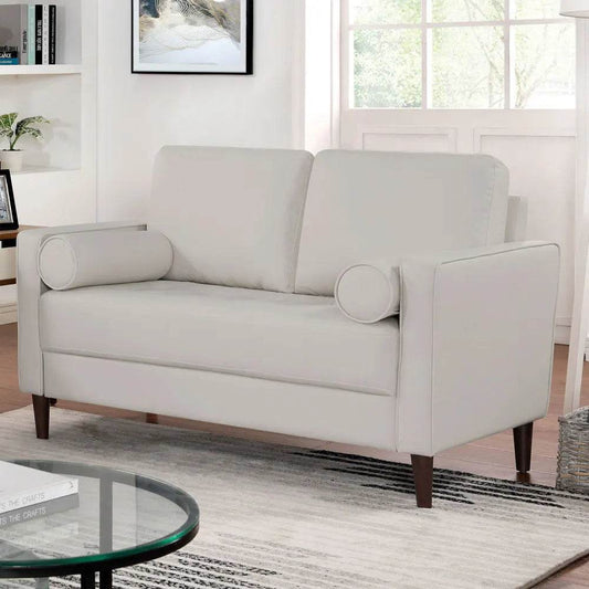 Contemporary Style Loveseat Leatherette Upholstered with Pillows - Loft&Timber