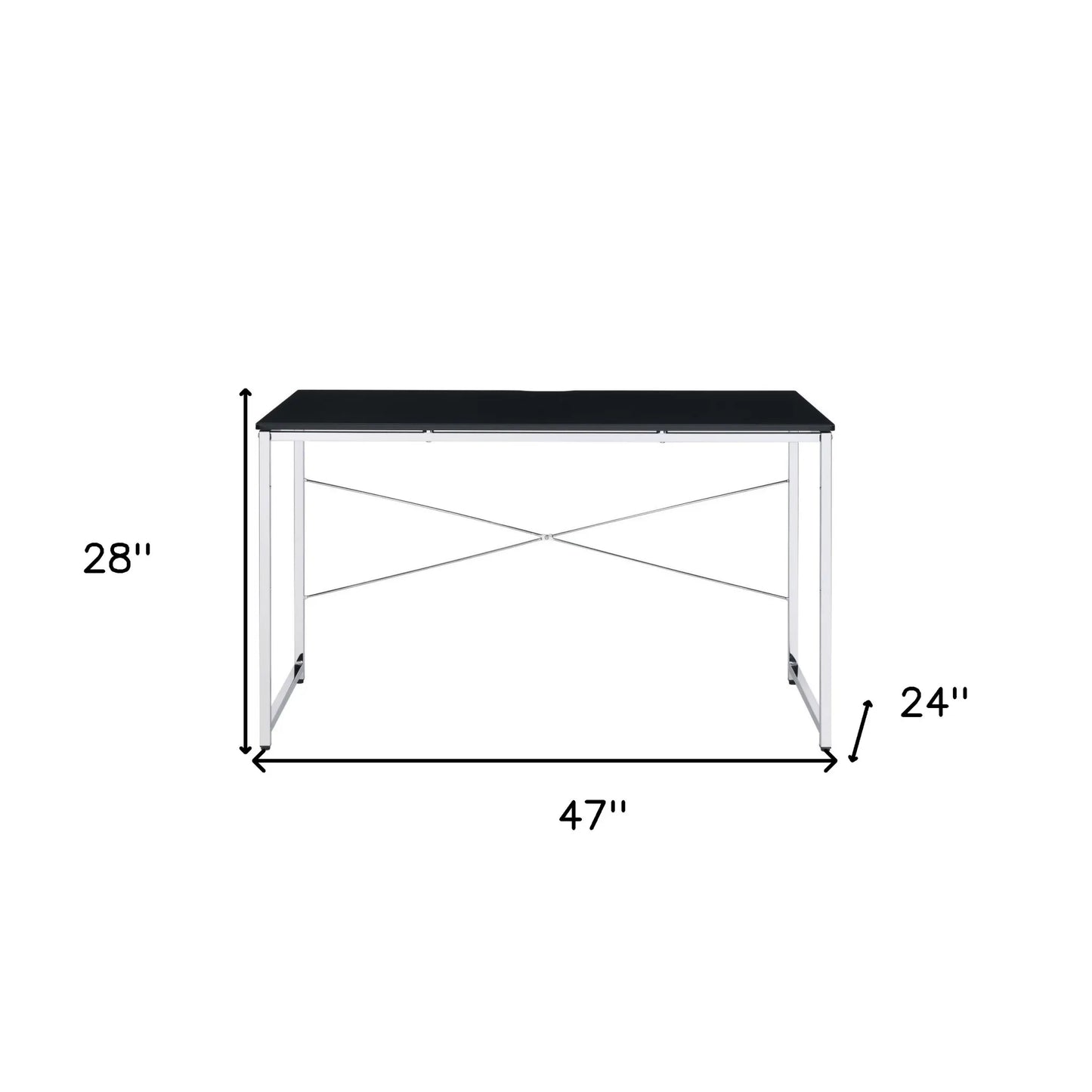 HMS 47" Black and Silver Computer Desk - Loft&Timber