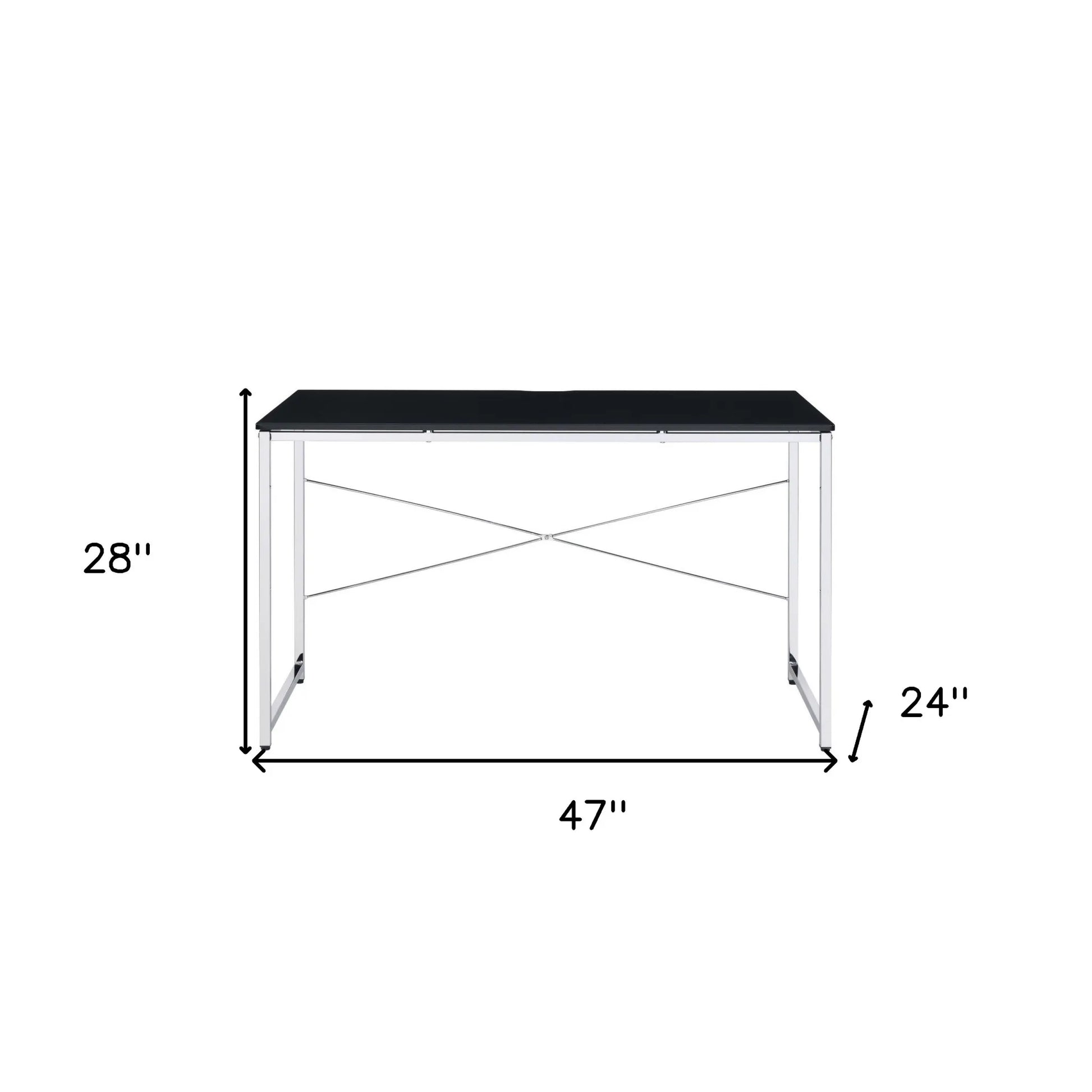 HMS 47" Black and Silver Computer Desk - Loft&Timber