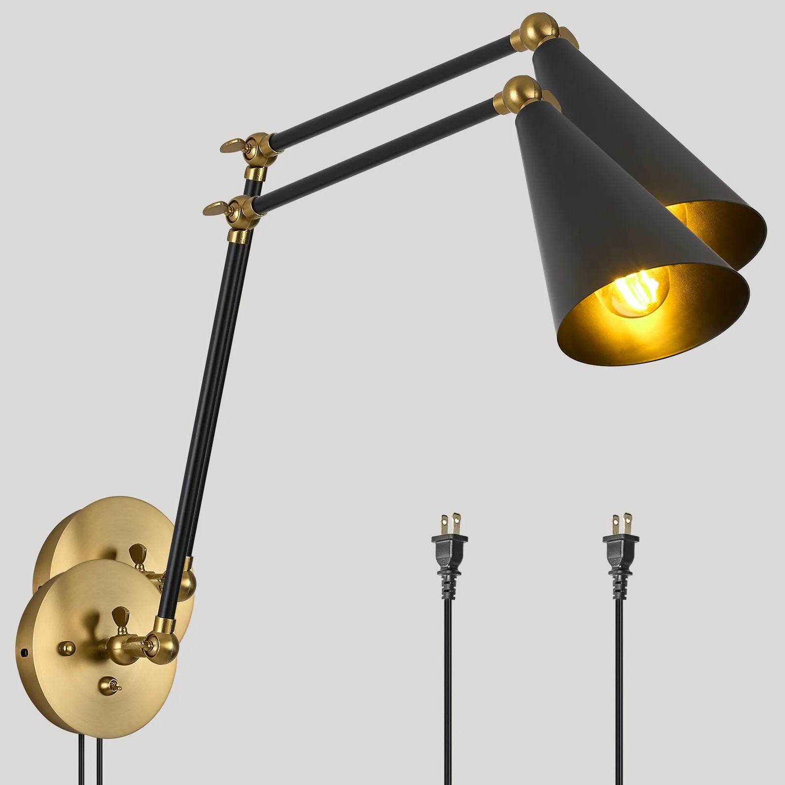 Swing Arm Wall Sconces Modern Wall Lamps Adjustable Matte Black Wall Sconce Light with Mounted Light Fixtures - Loft&Timber