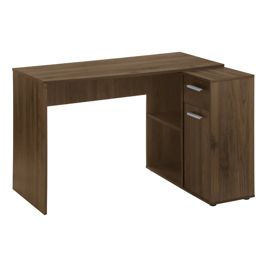 HMS 46" Modern Brown Wood L-Shaped Sit-Stand Desk - Loft&Timber