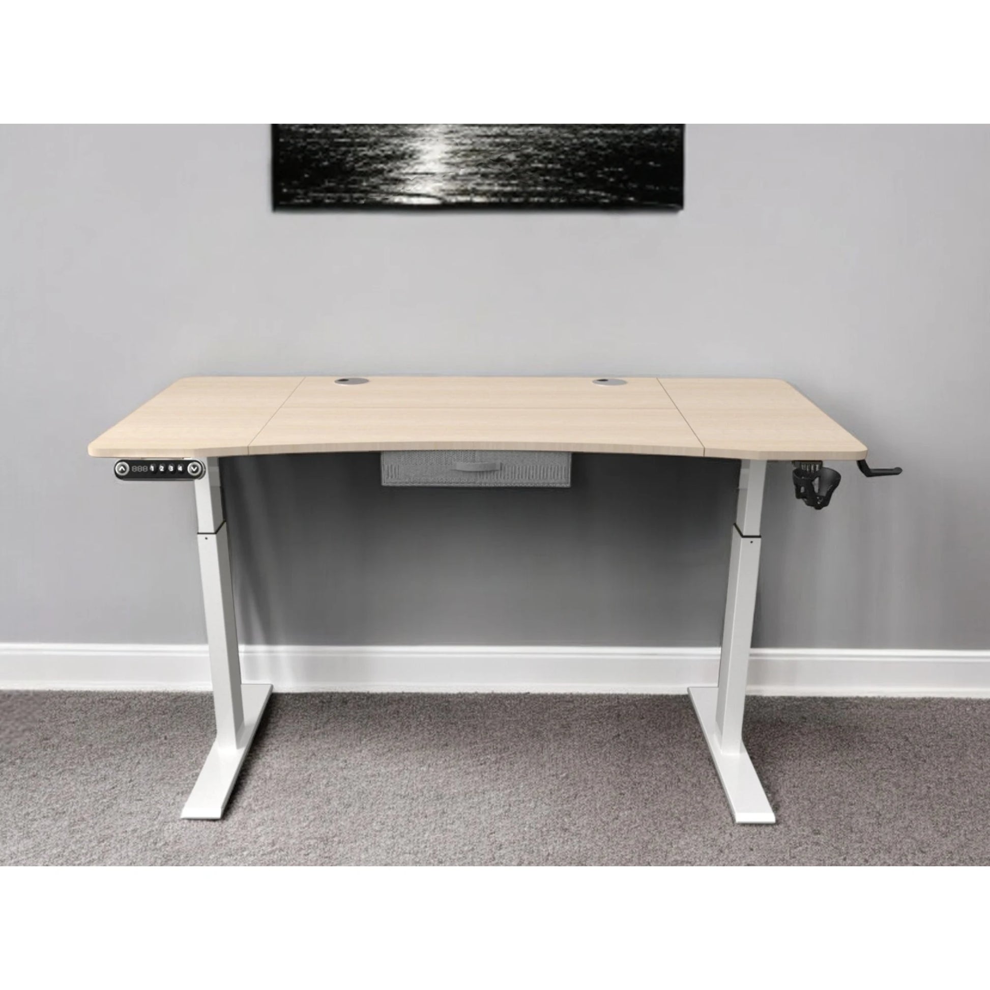 HMS 55" Adjustable Oak and White Modern Standing Desk - Loft&Timber