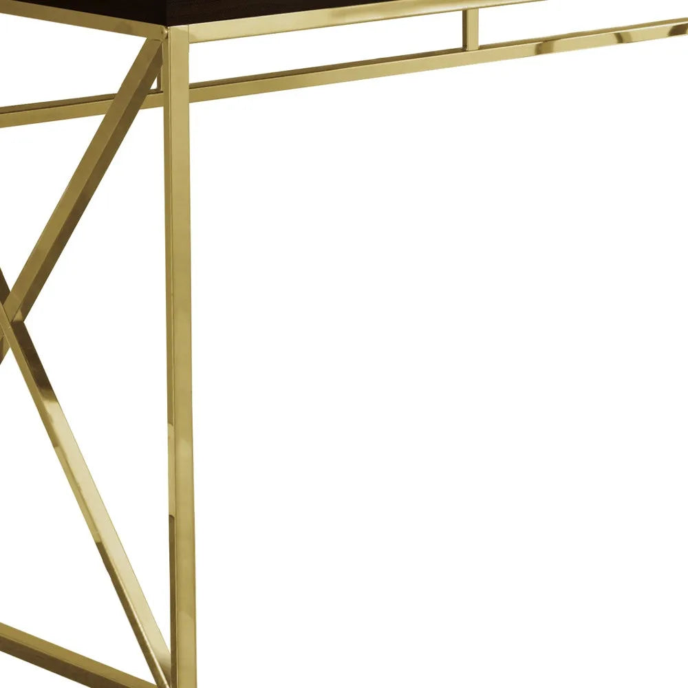 HMS 47" Espresso and Gold Computer Desk - Loft&Timber