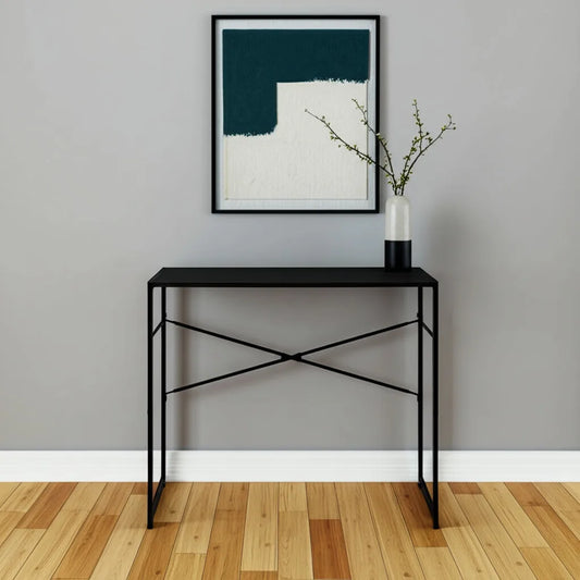 HMS 39" Brown and Black Wood and Metal Computer Desk - Loft&Timber