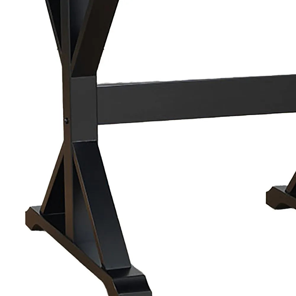 HMS 48" Modern Black Solid Wood Trestle Desk - Loft&Timber