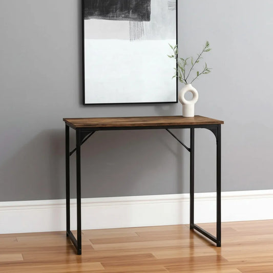 HMS 32" Brown and Black Wood and Metal Computer Desk - Loft&Timber