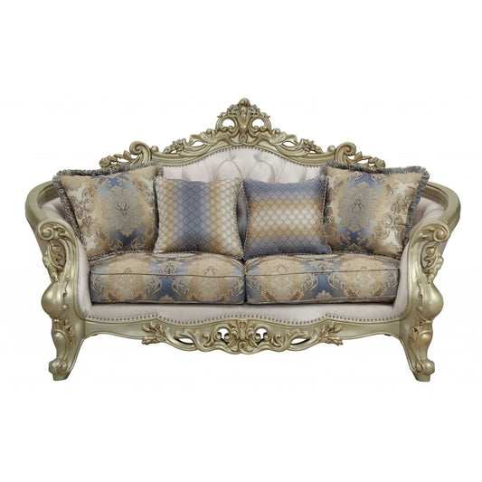 HMS 78" Gold Floral Loveseat and Toss Pillows - Loft&Timber