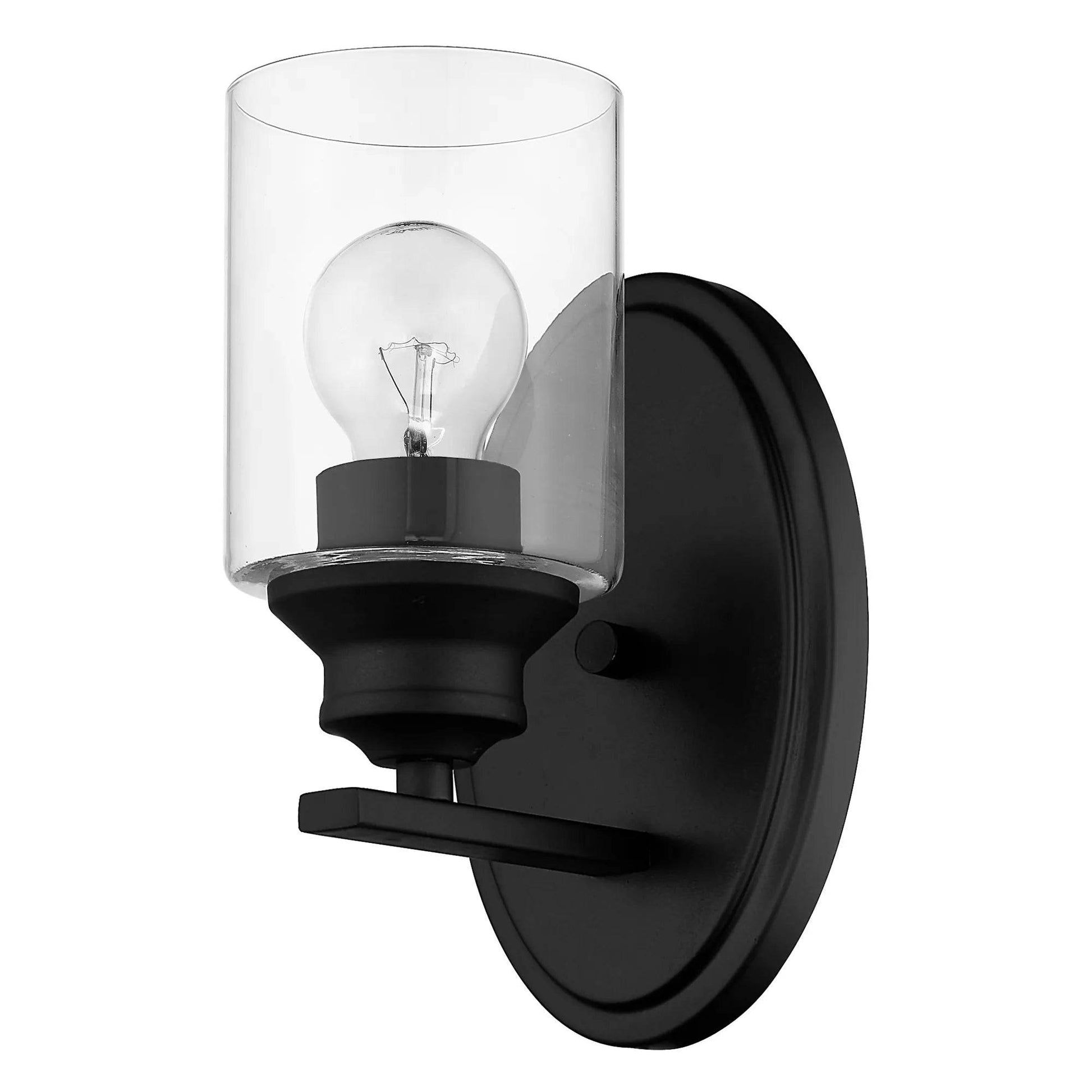 Hms One Light Matte Black Wall Light with Clear Glass Shade - Loft&Timber