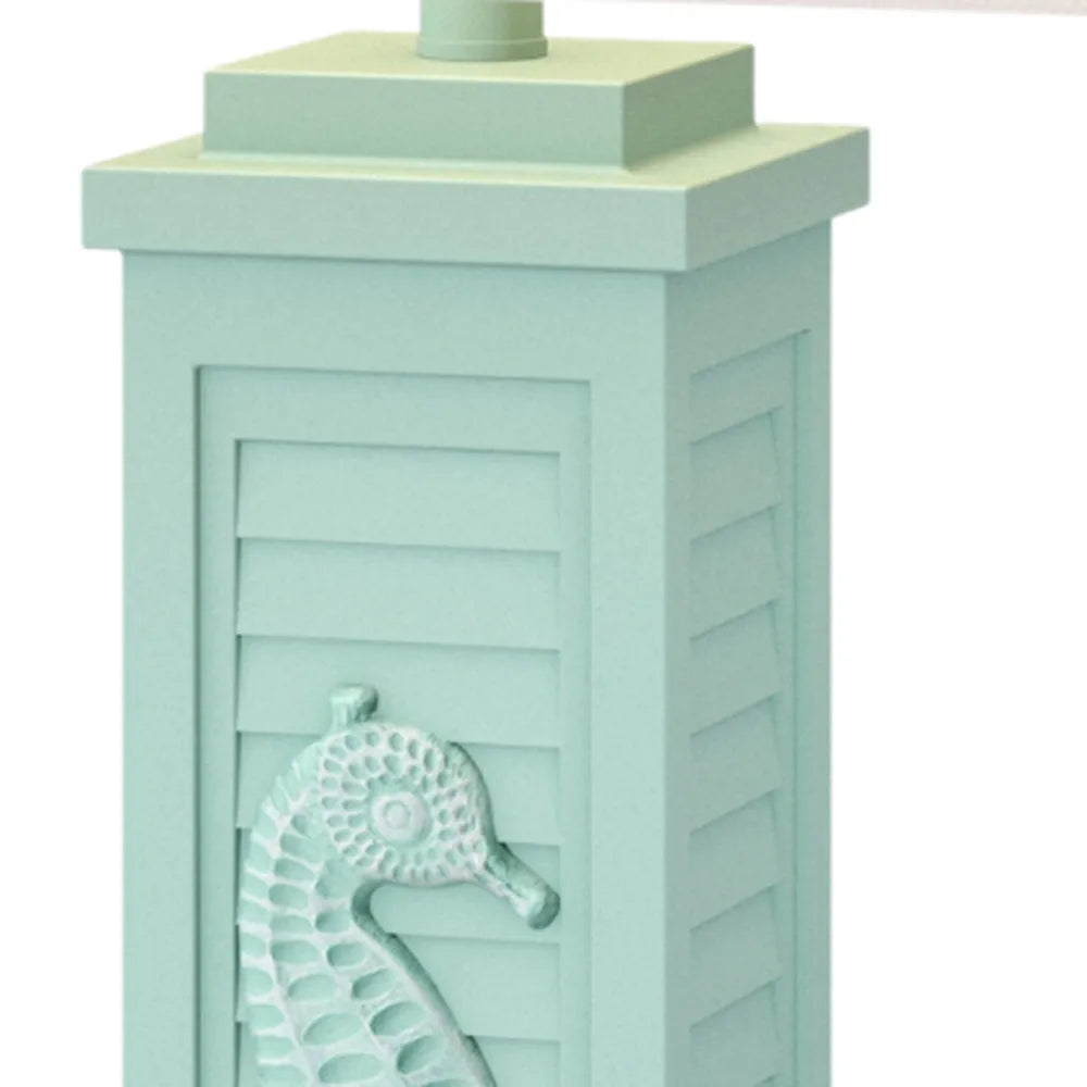 HMS Set of Two 32" Turquoise Seahorse Shutter USB Table Lamps with White Shade - Loft&Timber