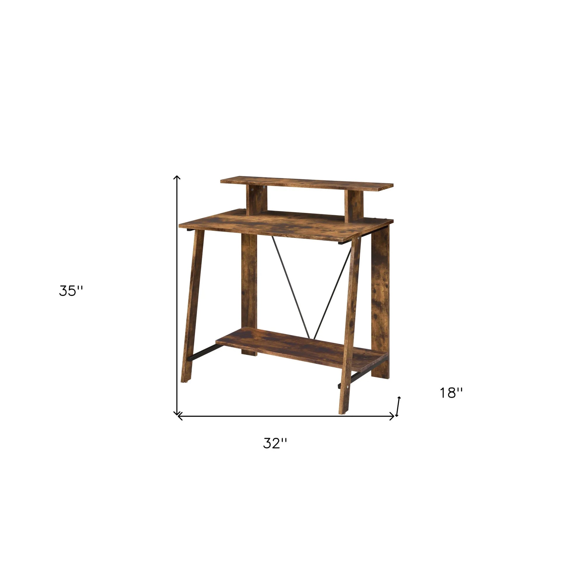 HMS 32" Brown Minimalist Modern Desk - Loft&Timber