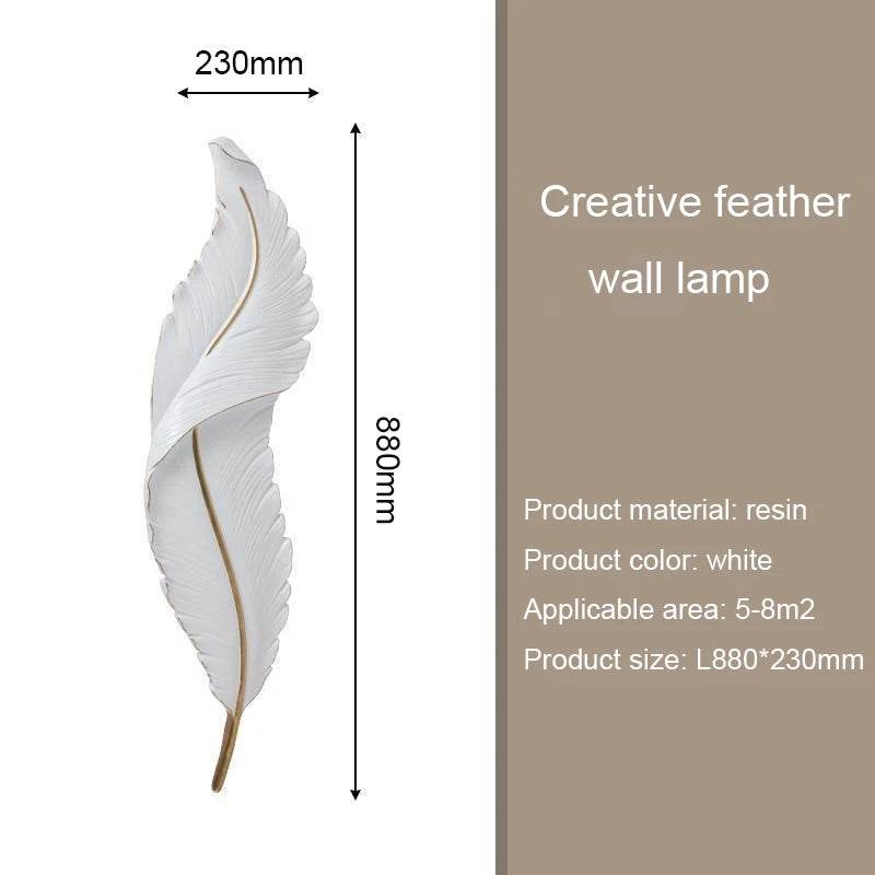 Modern Minimalist LED Luxury Feather Fine Carved Pattern Framed Hanging Channel Decoration Wall Lamps for Bedroom Walls - Loft&Timber