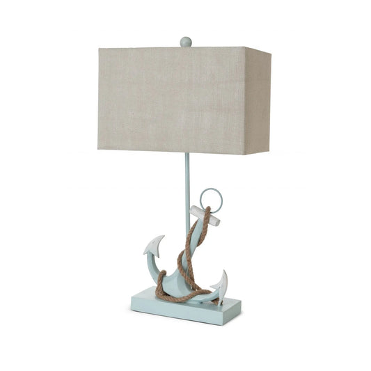 Set of Two 28" Blue Coastal Anchor Table Lamps with Beige Shade - Loft&Timber