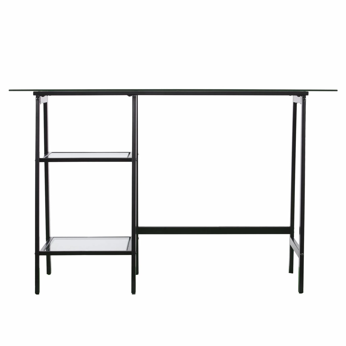 HMS Luxury 46" L-Shaped Clear and Black Glass Desk - Loft&Timber