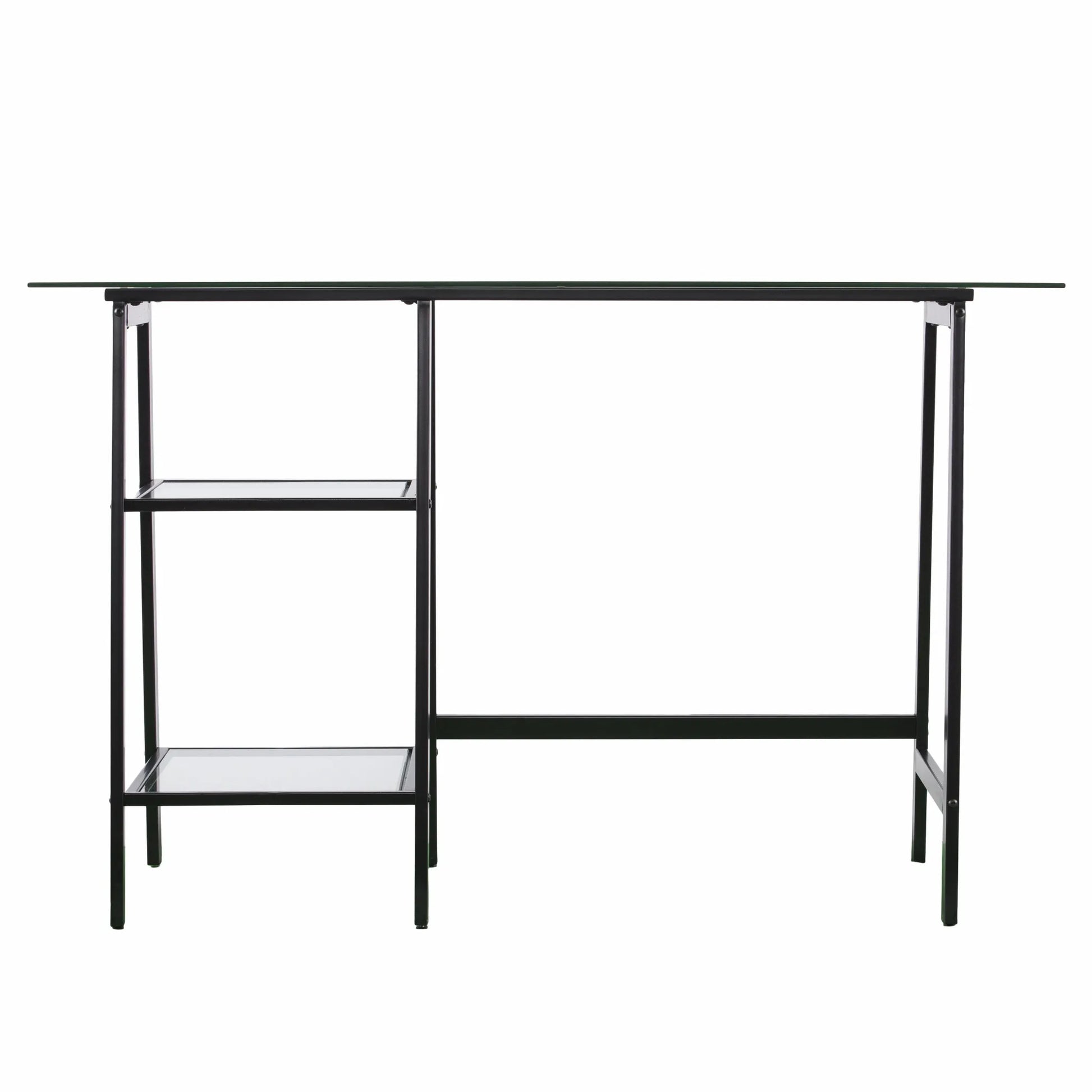 HMS Luxury 46" L-Shaped Clear and Black Glass Desk - Loft&Timber