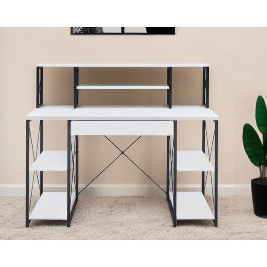 HMS 47" Simple Design White Black Computer Desk - Loft&Timber