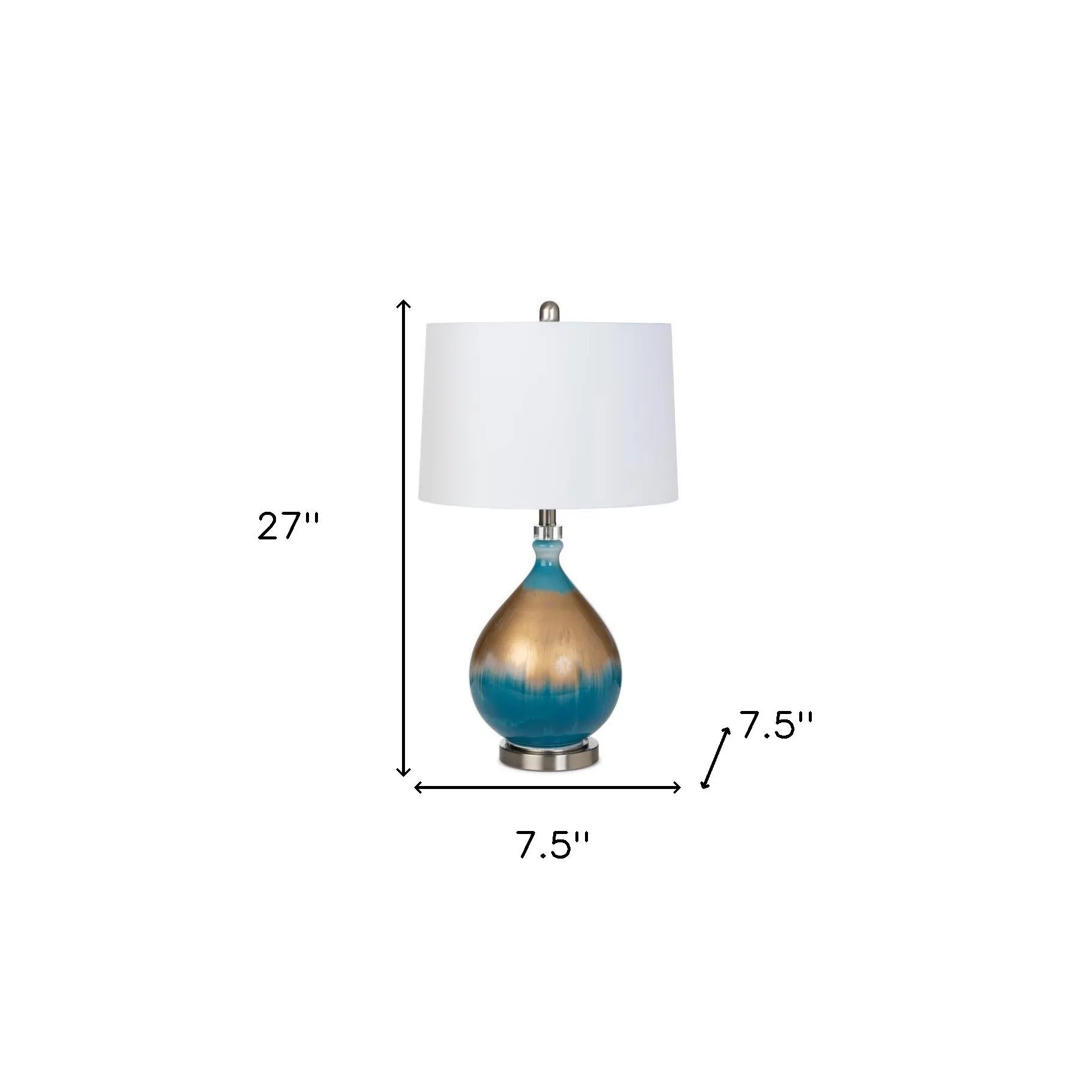 HMS Set of Two 27" Ombre Blue and Gold Glass Table Lamps with White Empire Shade - Loft&Timber