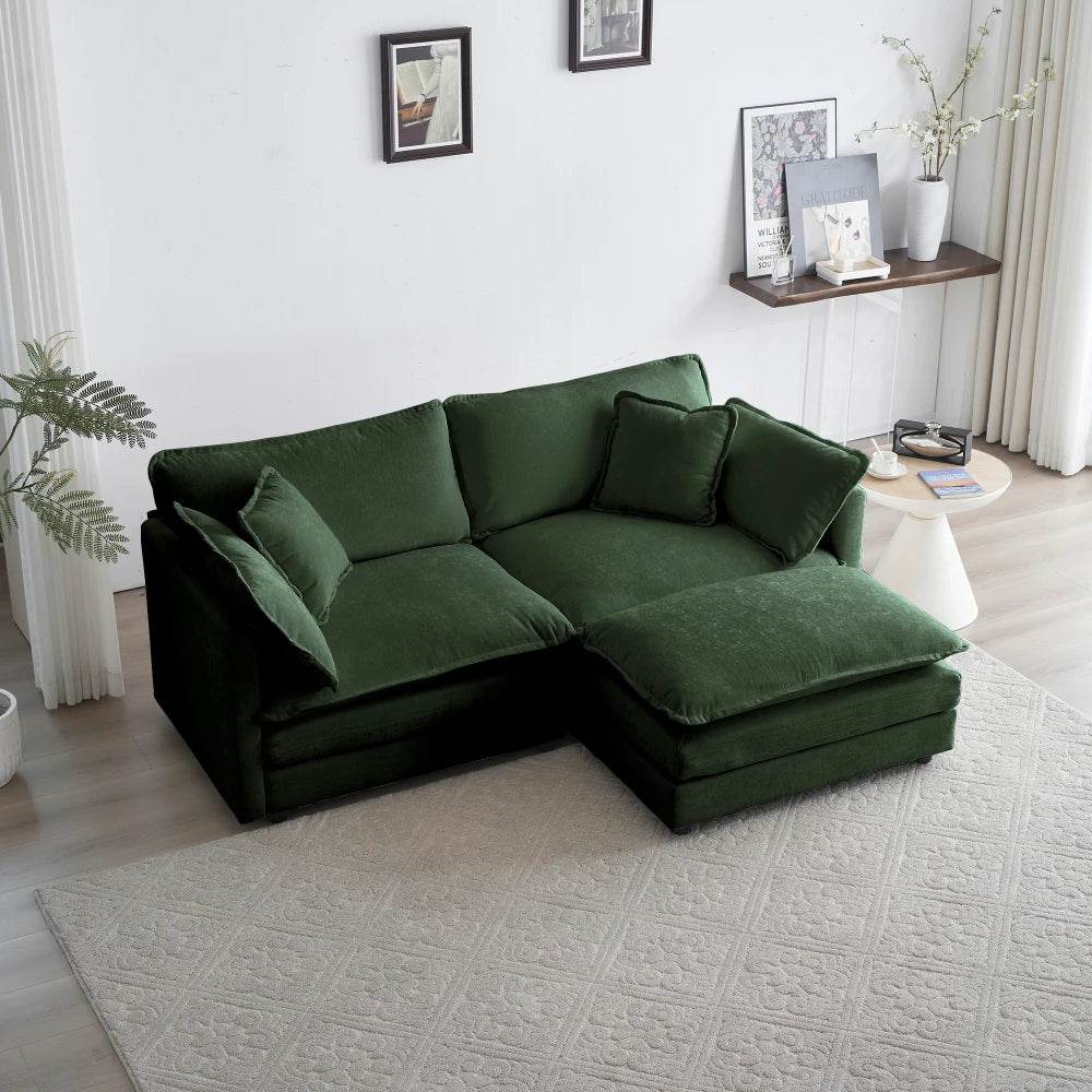 Chenille Loveseat with Ottoman - Loft&Timber
