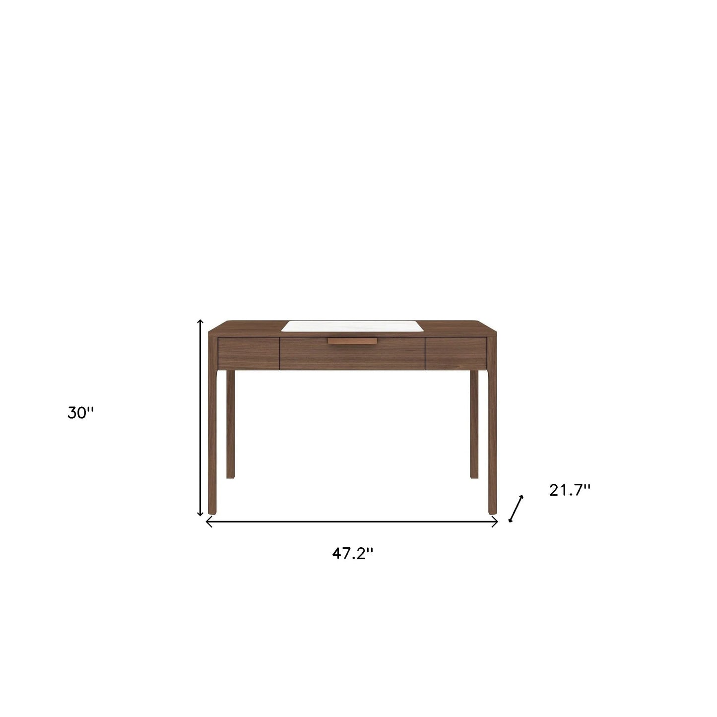 HMS 47" White and Brown Marble Wood Computer Desk - Loft&Timber
