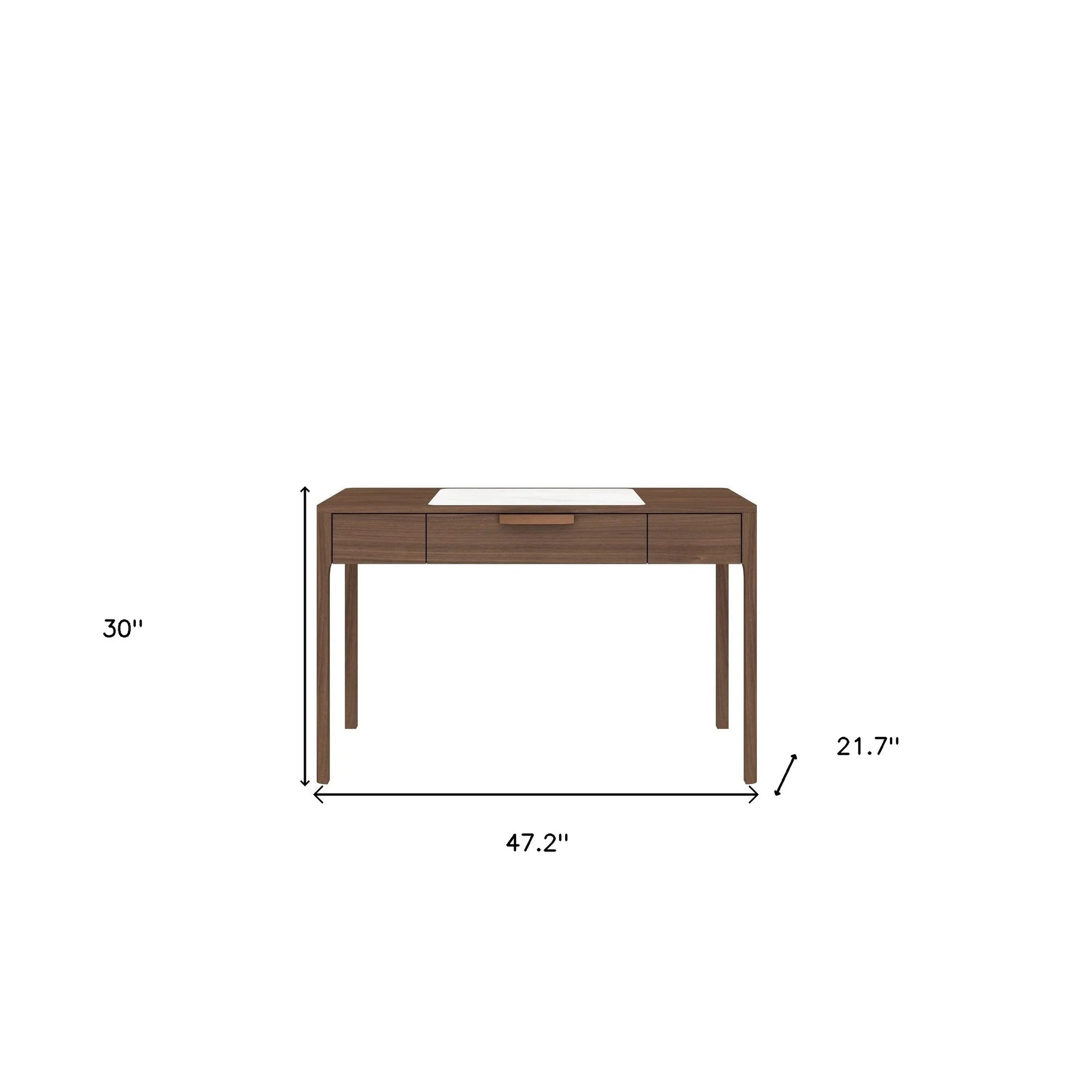 HMS 47" White and Brown Marble Wood Computer Desk - Loft&Timber