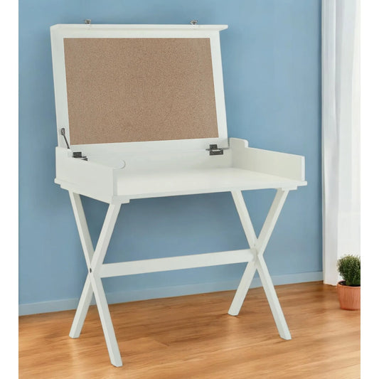 HMS 34" Antiqued White Solid Wood Flip Top Desk - Loft&Timber