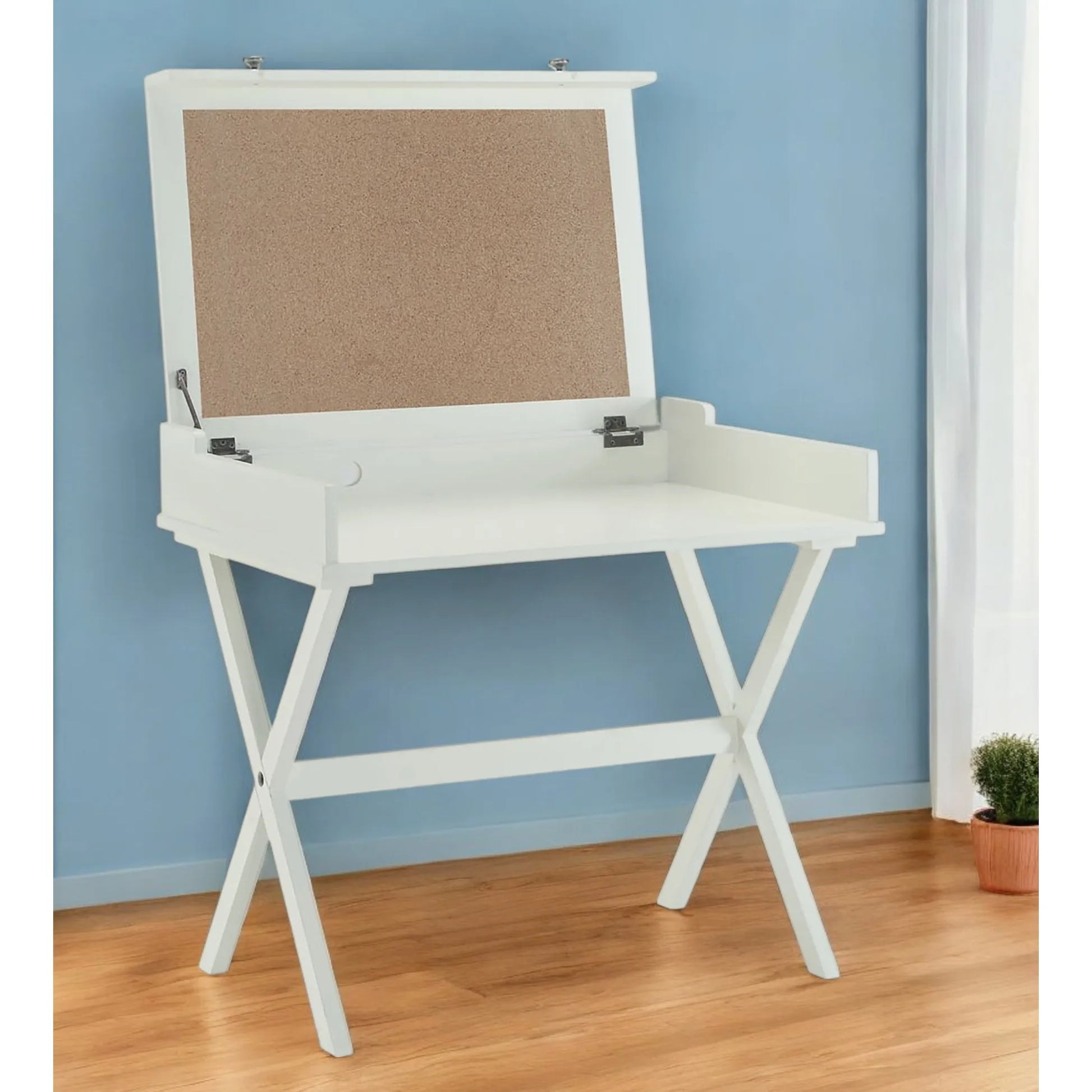 HMS 34" Antiqued White Solid Wood Flip Top Desk - Loft&Timber